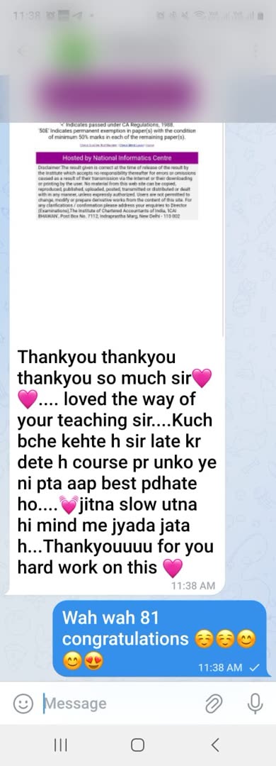 Student message