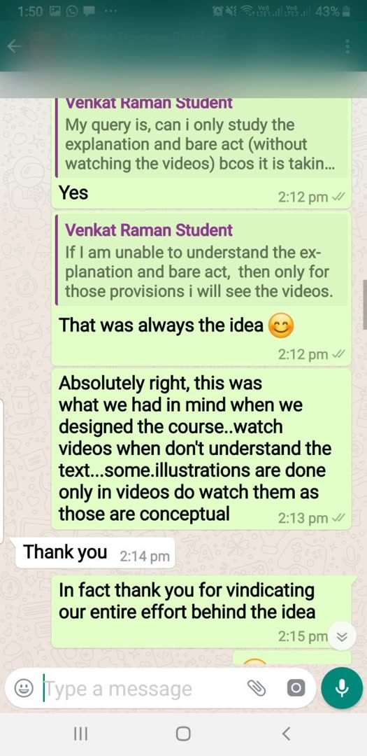 Student message