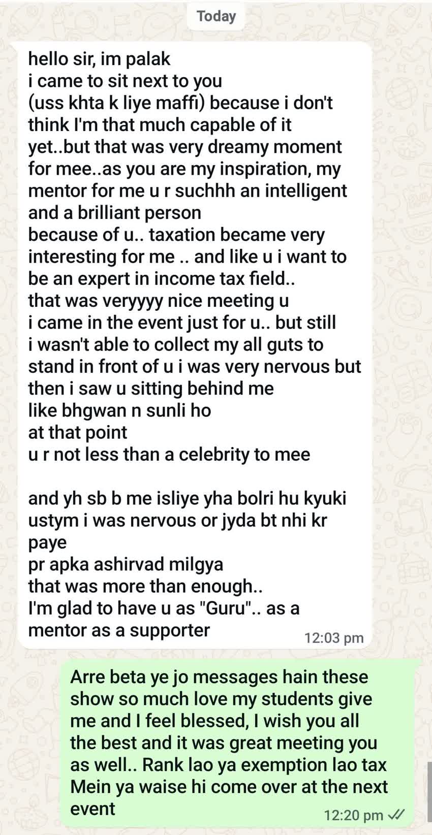 Student message